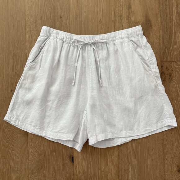 Tahari Shorts Women 1X White Linen Pockets Elastic Waist Lightweight - Picture 4 of 10